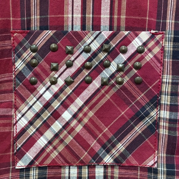 Lady Dutch NWT snap closure plaid fitted shirt with pocket embellishments sz XL - Picture 10 of 16